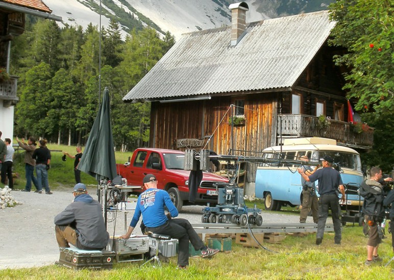 Filmteam am Drehort in Ramsau am Dachstein